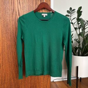 Merino Wool Green Crew Neck Sweater in size M